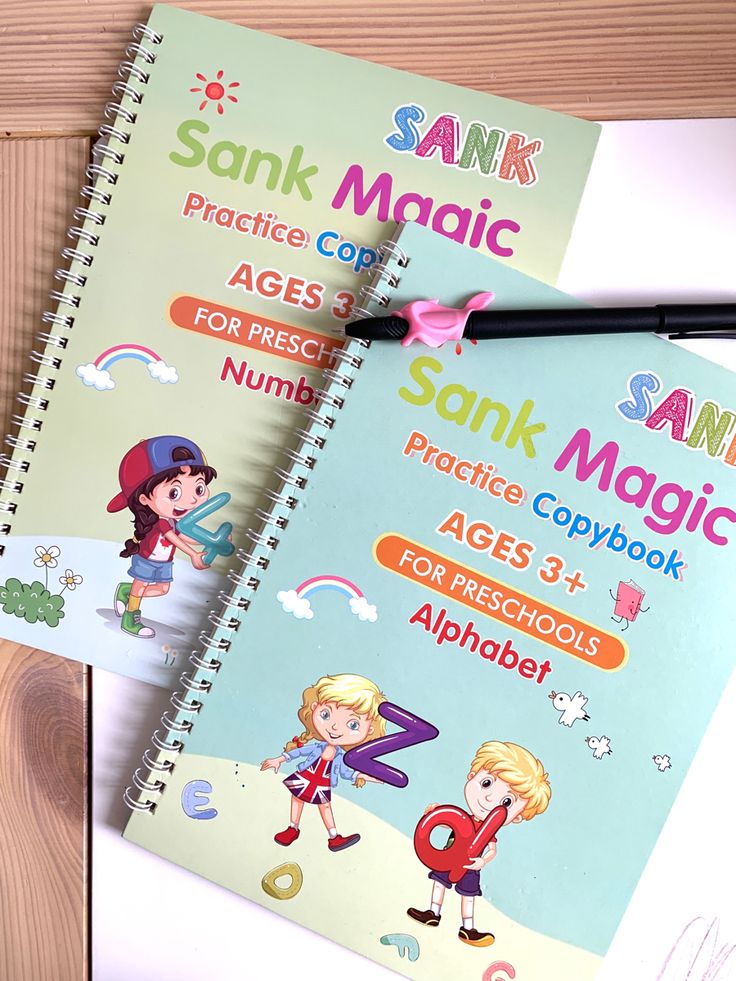 Sank Magic Practice Copybook Set – Reusable Handwriting Books for Kids (4 Books + 1 Pen + 1 Grip + 10 Refills)